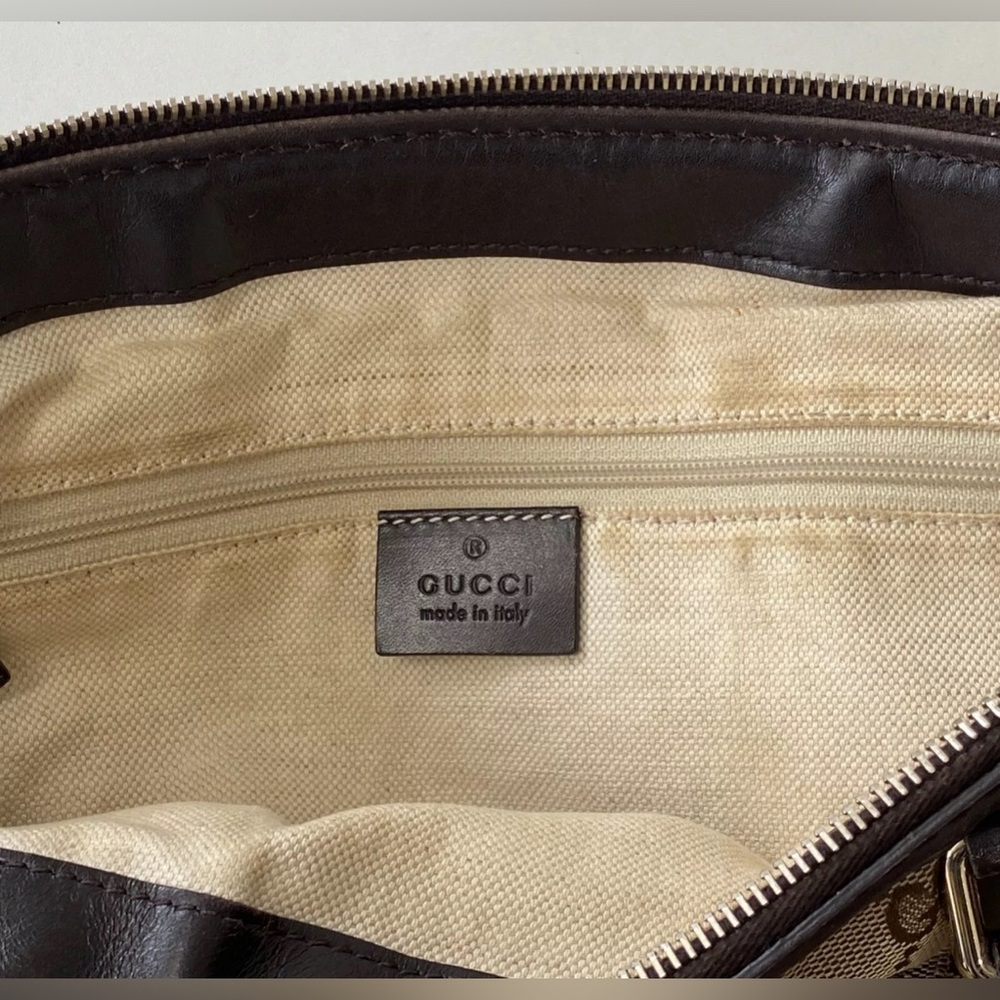Authentic Gucci Tote Bag GG Canvas Beige Brown Leather. - Picture 13 of 17